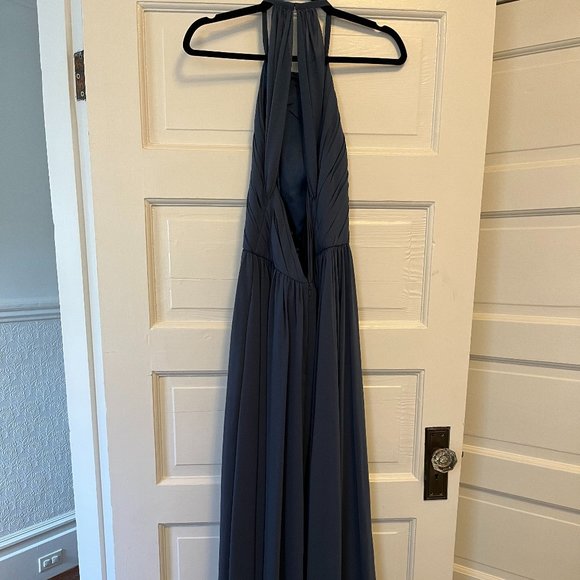 Theia Halter Bridal Dress in Denim Blue - Picture 3 of 4